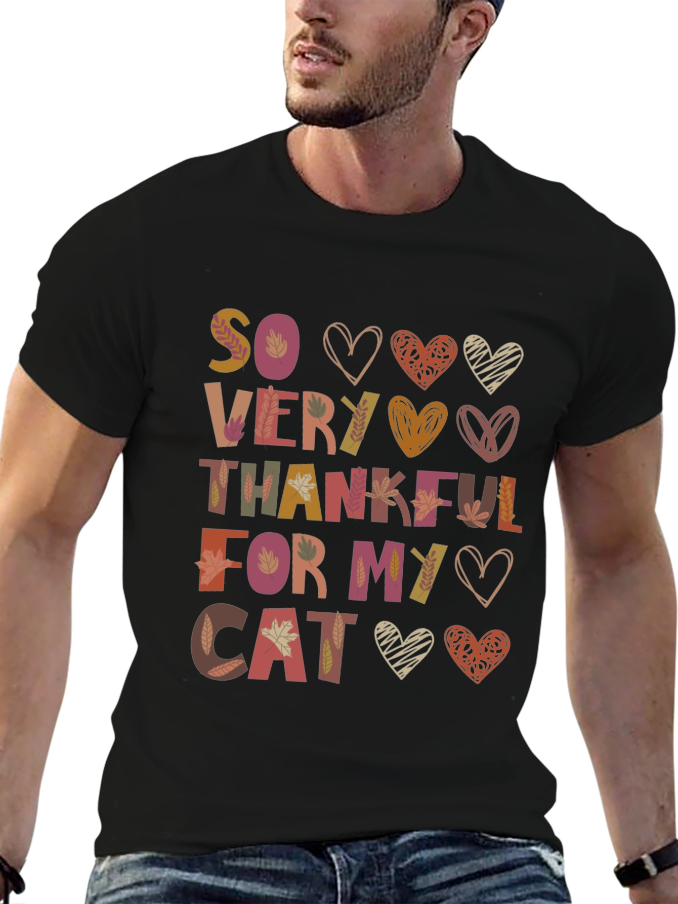 Thankful For My Cat T-Shirt - Autumn Design