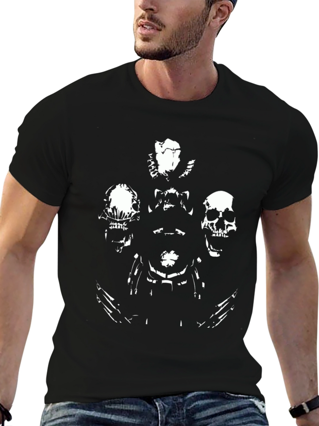 Skulls Graphic Print Mens Black T-Shirt