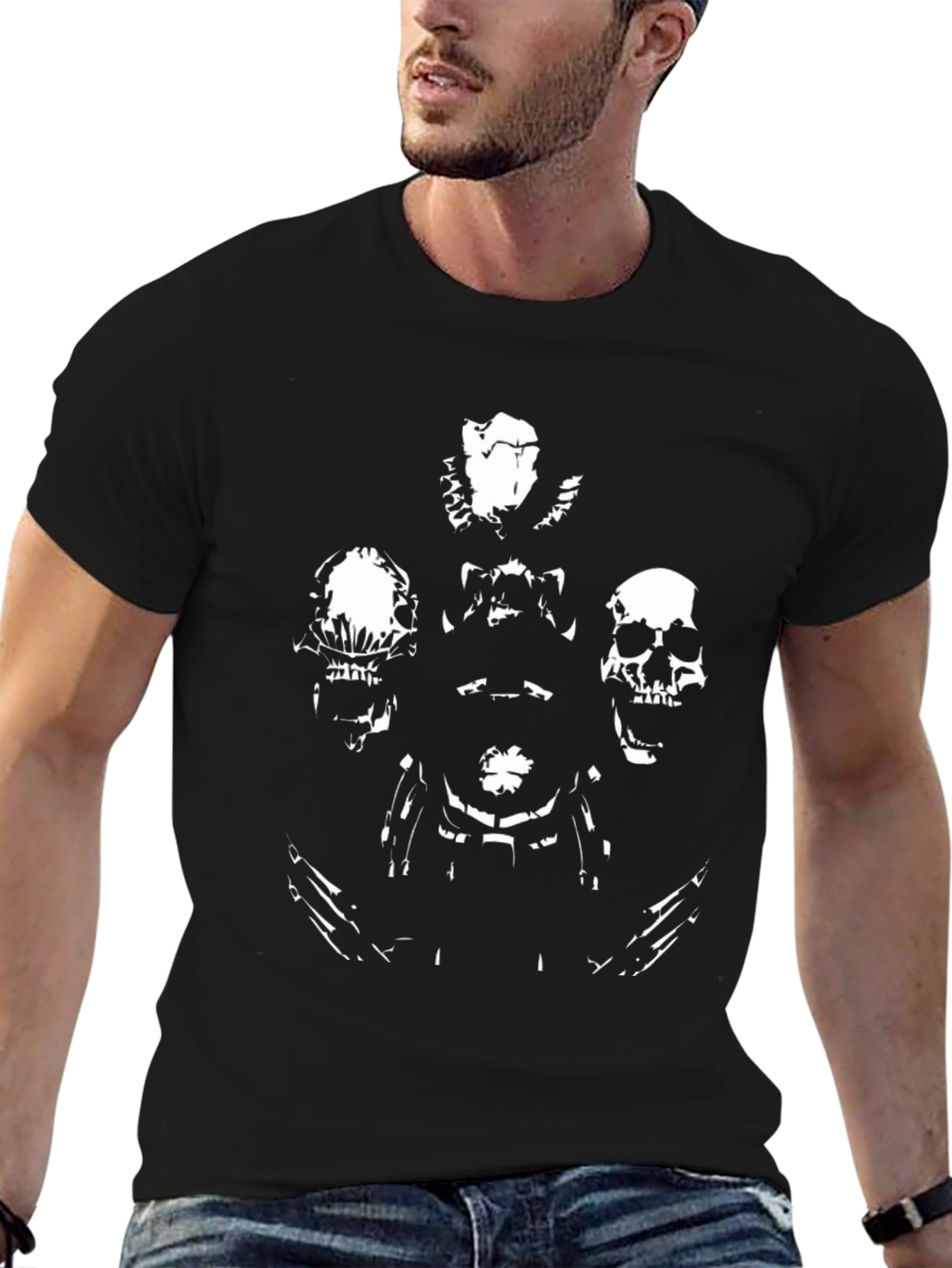 Skulls Graphic Print Mens Black T-Shirt
