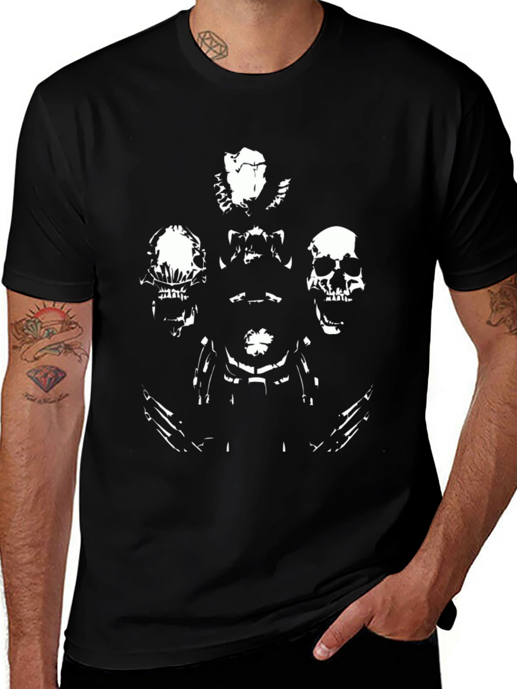 Skulls Graphic Print Mens Black T-Shirt