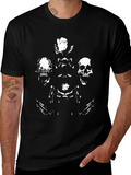 Skulls Graphic Print Mens Black T-Shirt