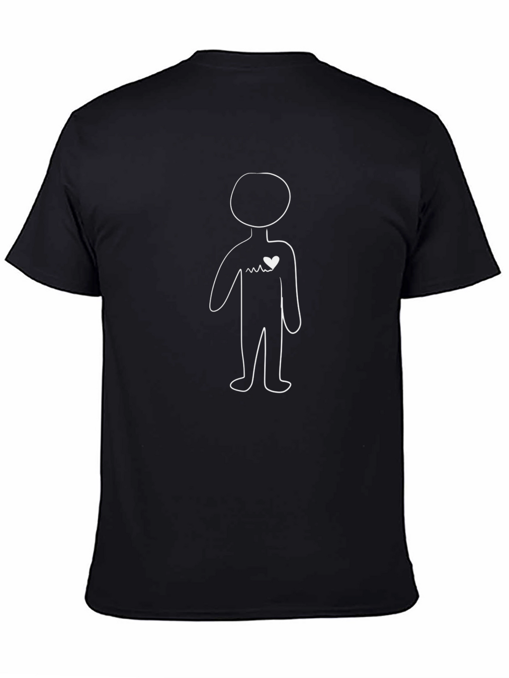 Heartbeat Stick Figure Graphic Tee - Black