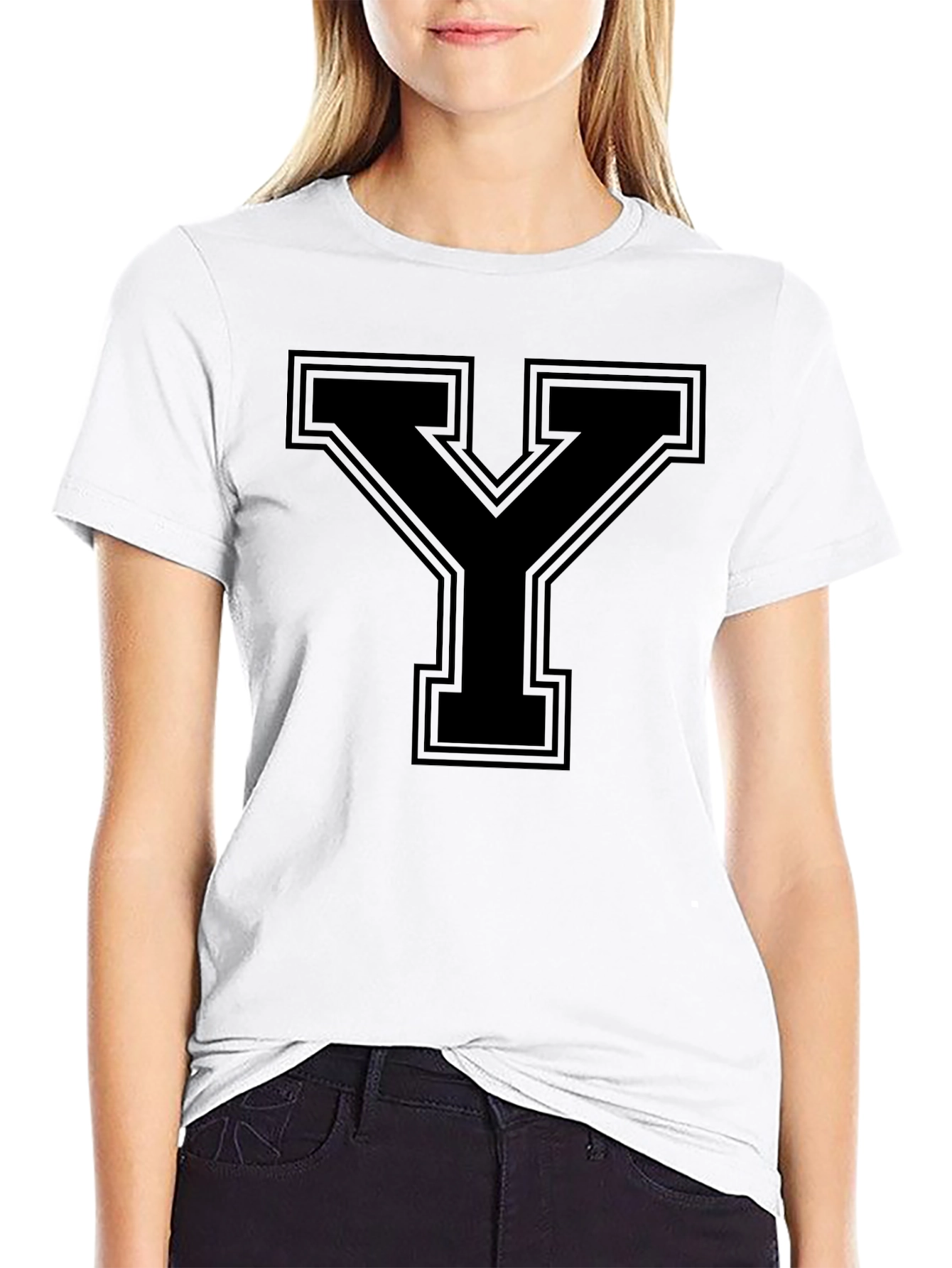Letter Y Graphic Tee - Classic Collegiate Style
