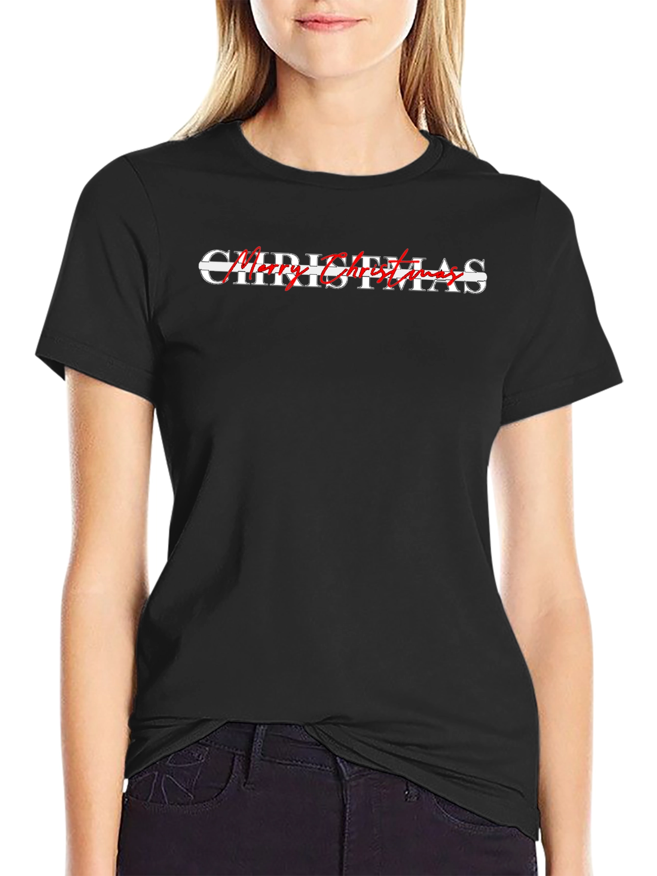 Merry Christmas Graphic Tee - Holiday Festive Top