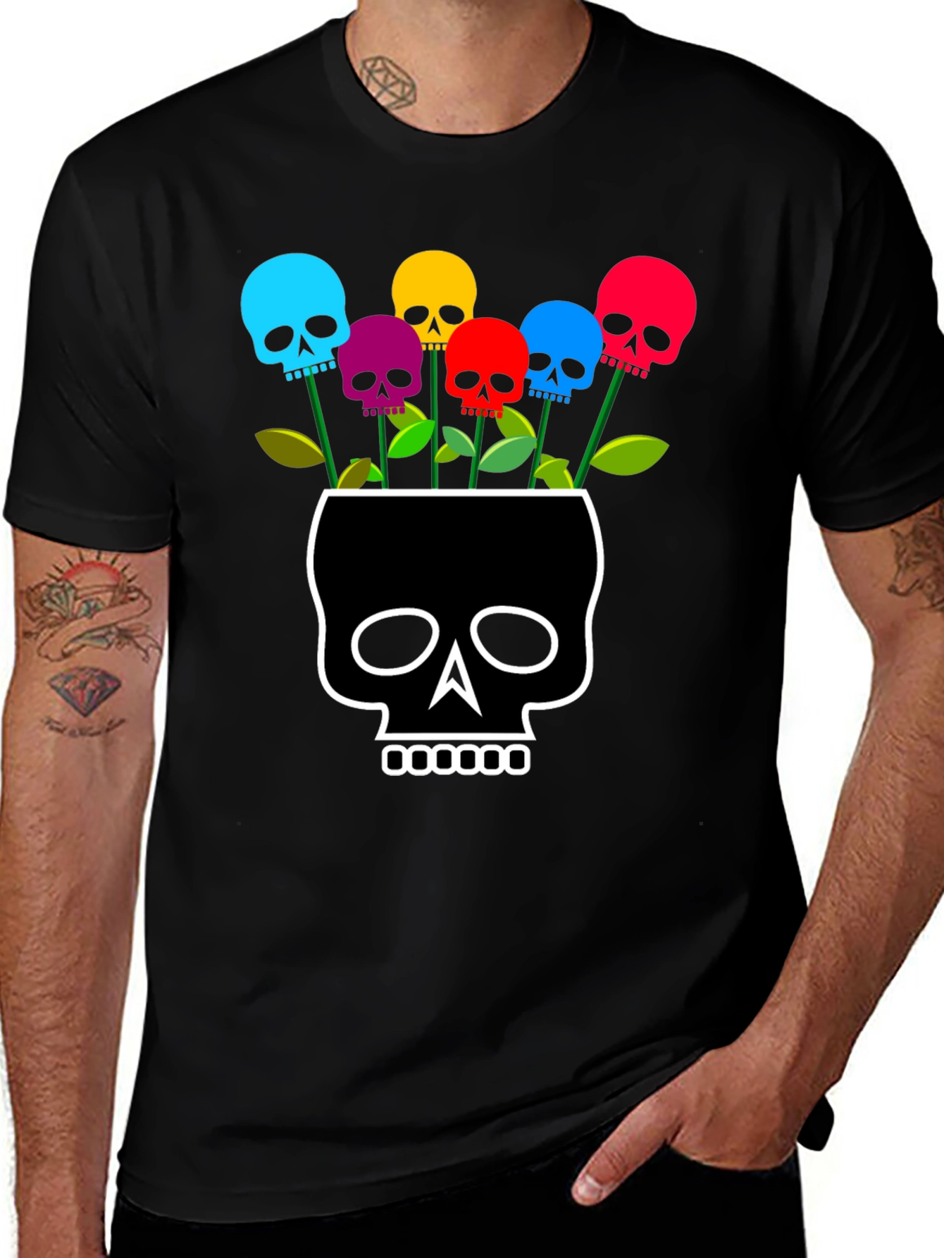 Skull Flower Graphic T-Shirt
