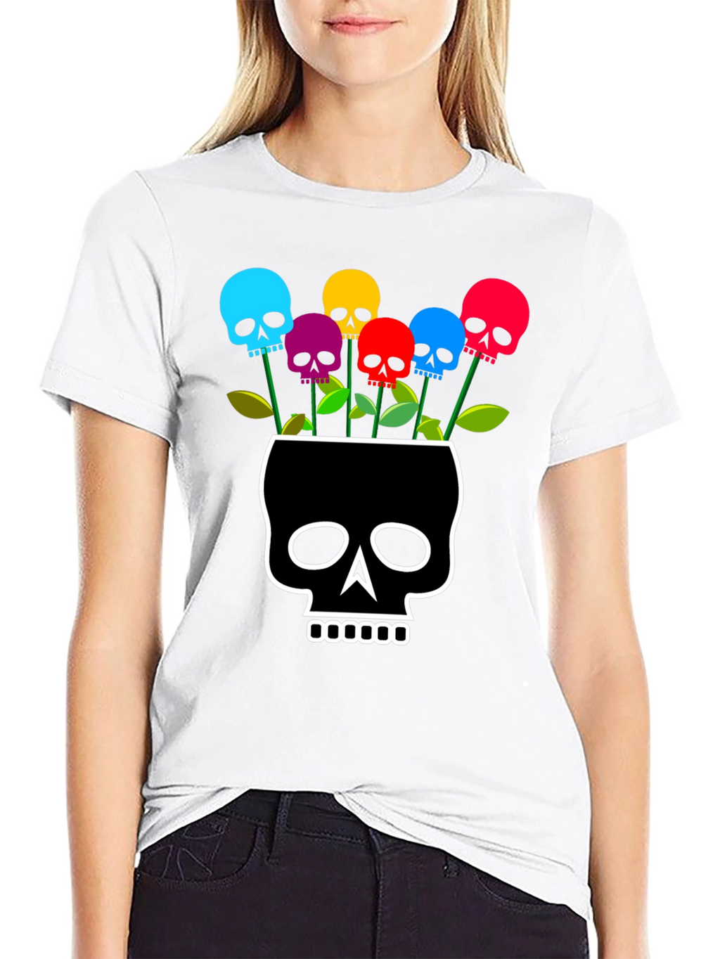 Skull Flower Graphic T-Shirt