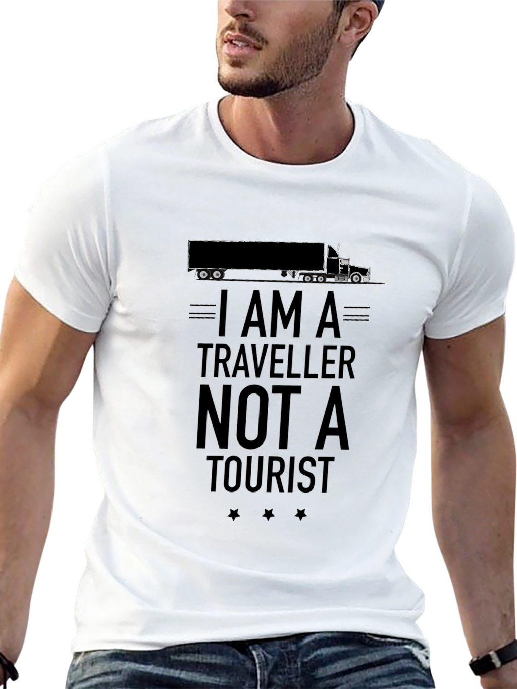 Traveller Not A Tourist Black T-Shirt