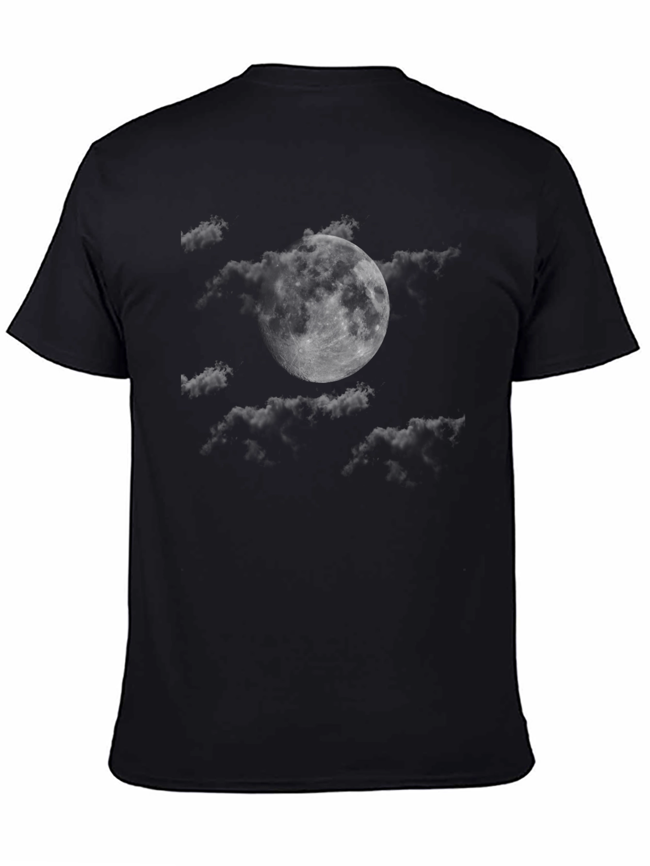 Moon and Clouds Graphic T-Shirt - Stylish Black Tee
