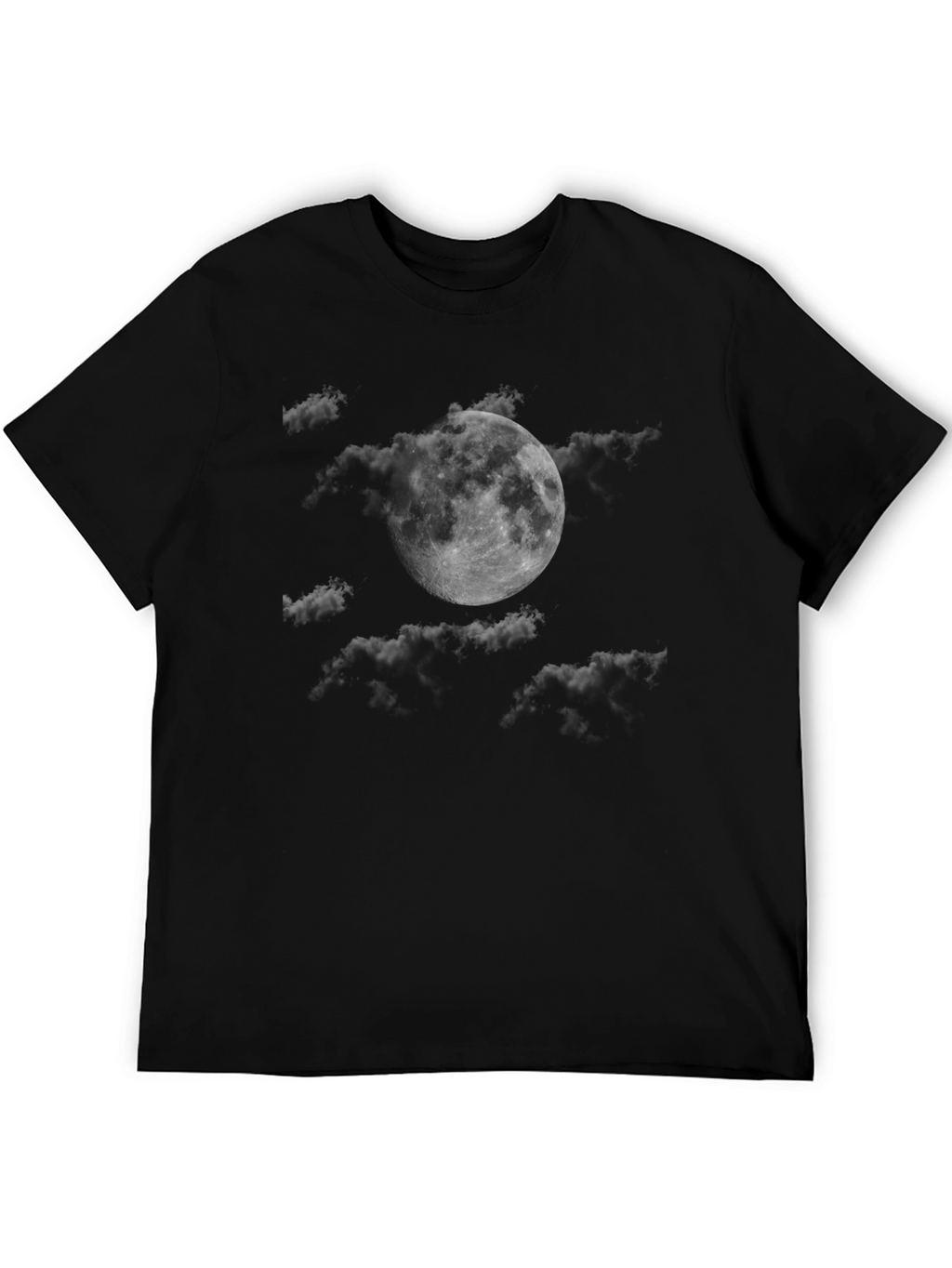 Moon and Clouds Graphic T-Shirt - Stylish Black Tee