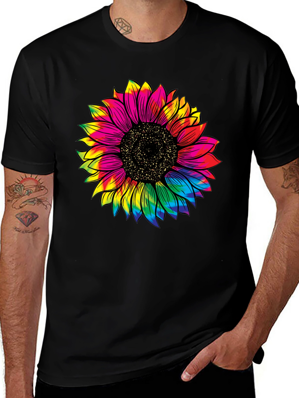 Tie-Dye Sunflower Graphic T-Shirt