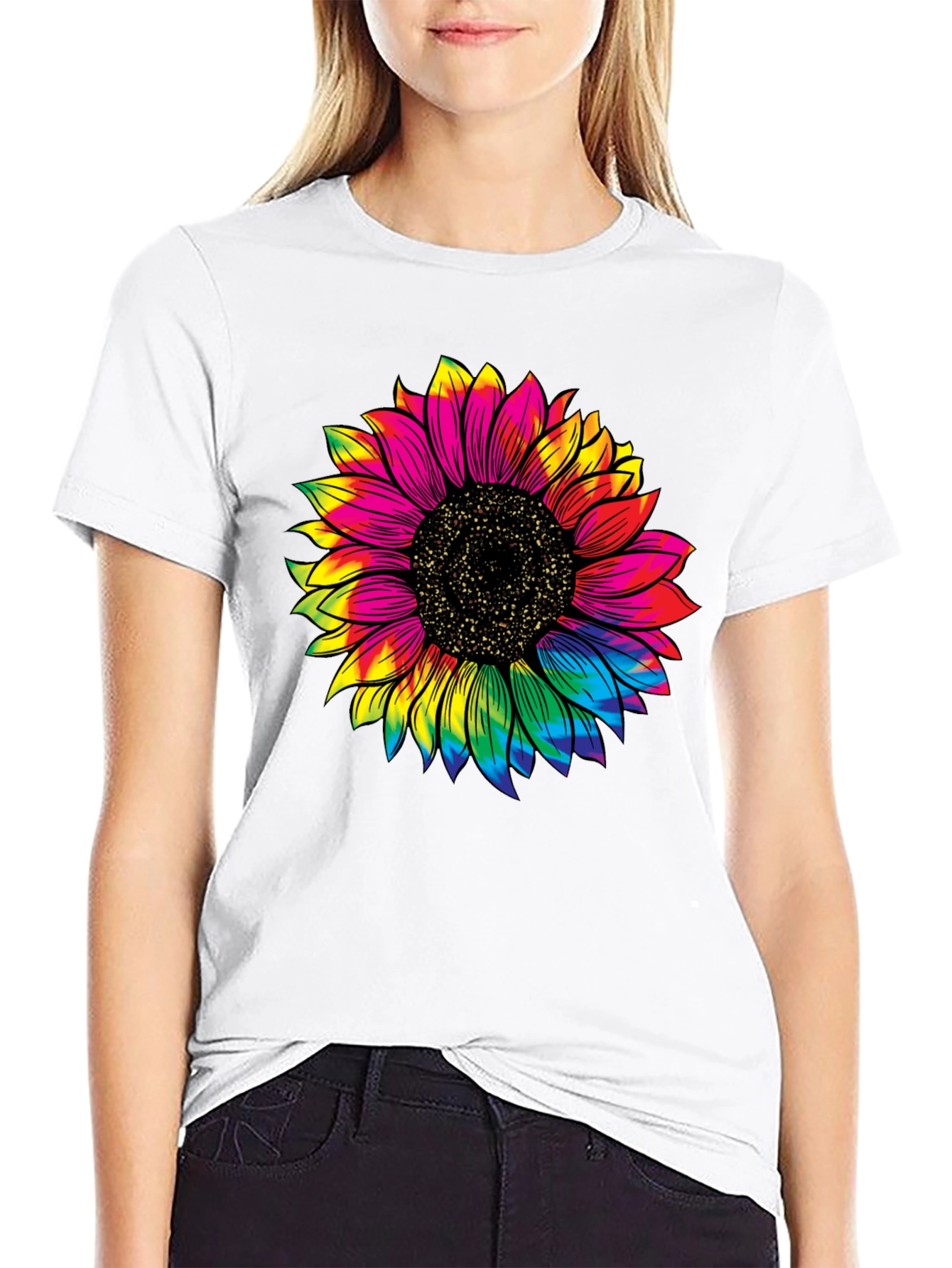 Tie-Dye Sunflower Graphic T-Shirt