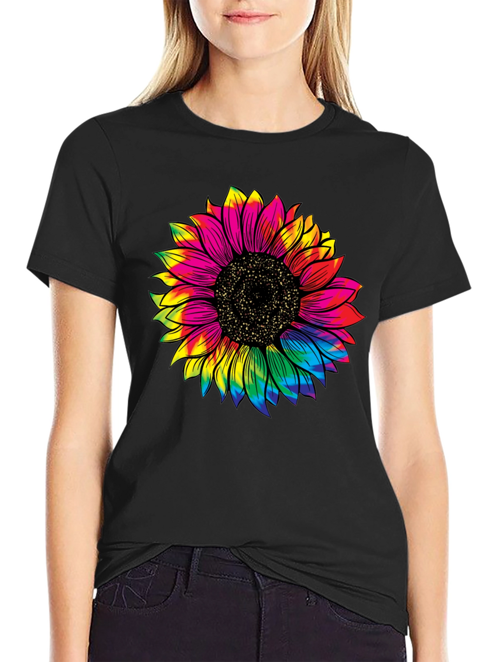 Tie-Dye Sunflower Graphic T-Shirt