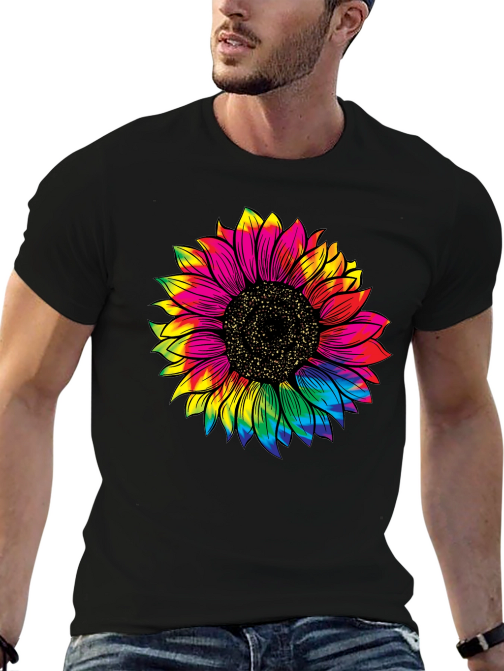 Tie-Dye Sunflower Graphic T-Shirt