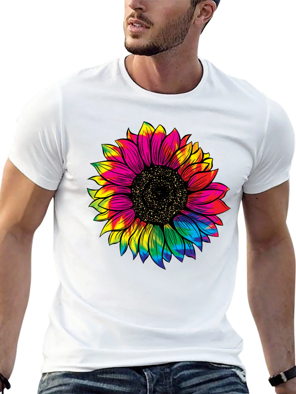 Tie-Dye Sunflower Graphic T-Shirt
