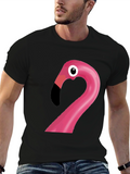 Funny Flamingo Graphic Tee - Black Cotton T-Shirt