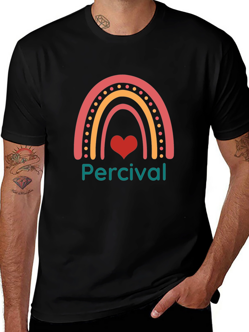 Percival Rainbow Heart T-Shirt - Black