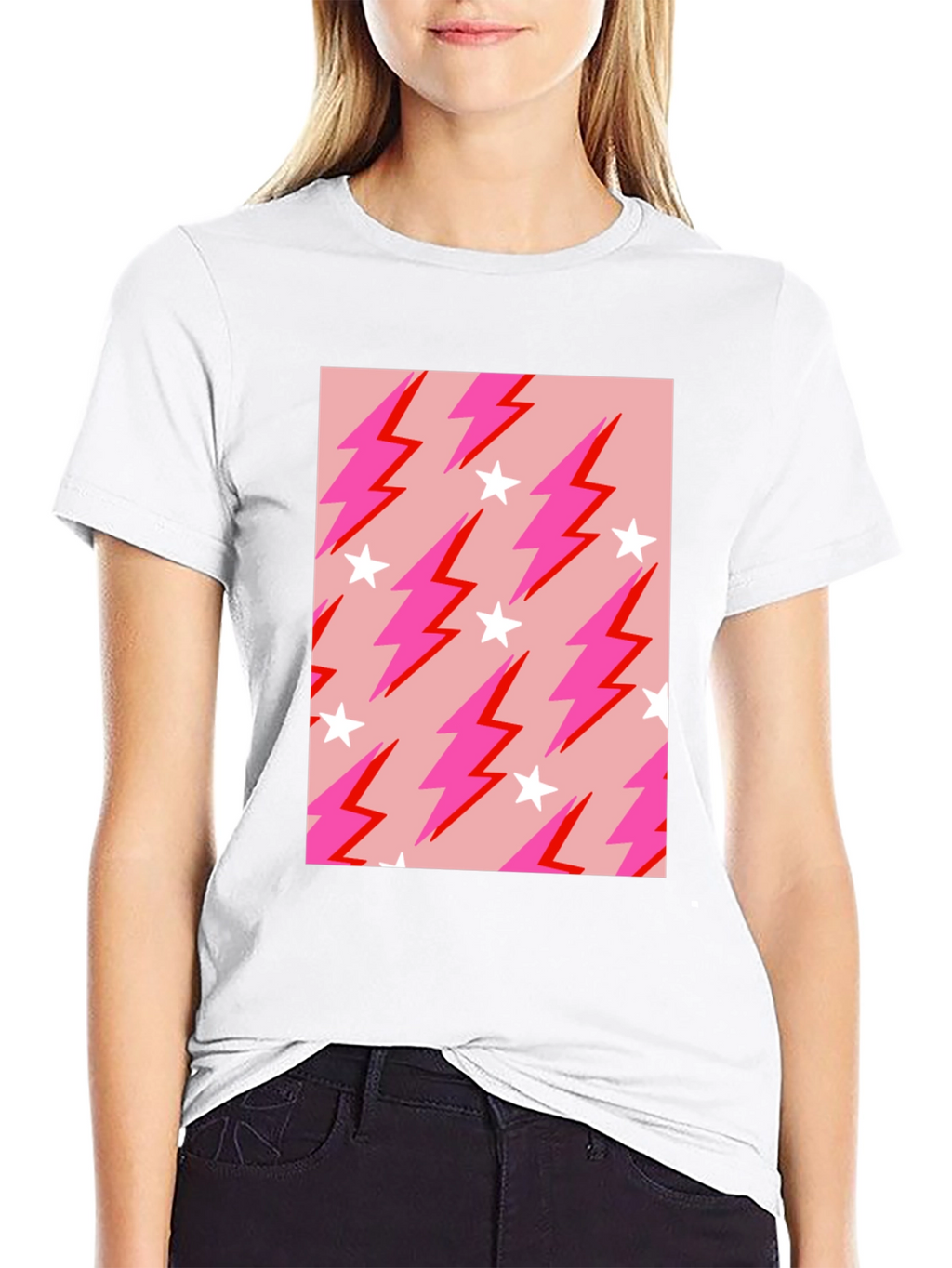 Lightning Bolt Star Graphic Tee - Trendy Casual Style