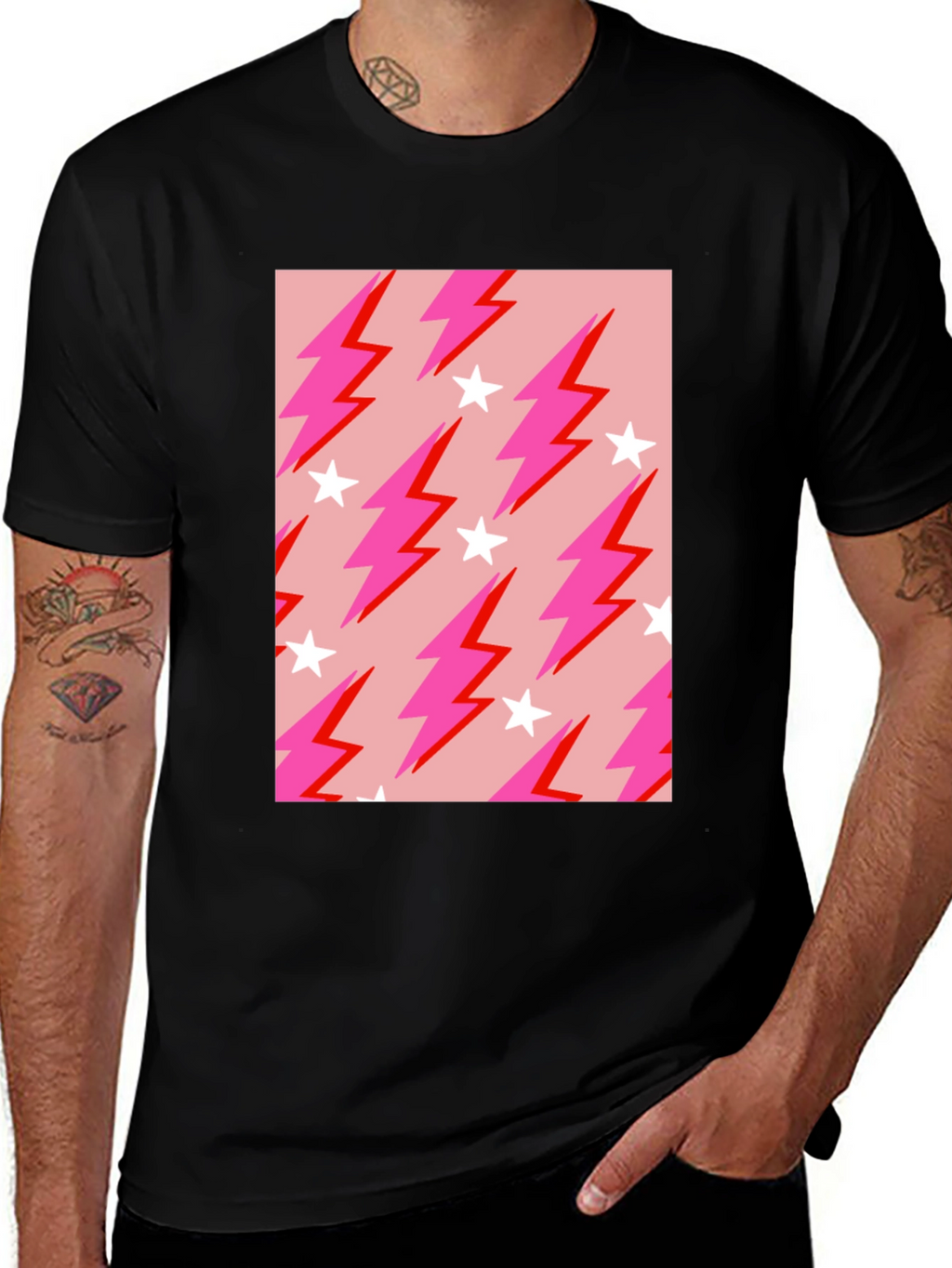 Lightning Bolt Star Graphic Tee - Trendy Casual Style