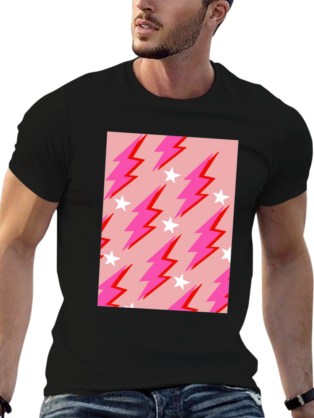 Lightning Bolt Star Graphic Tee - Trendy Casual Style