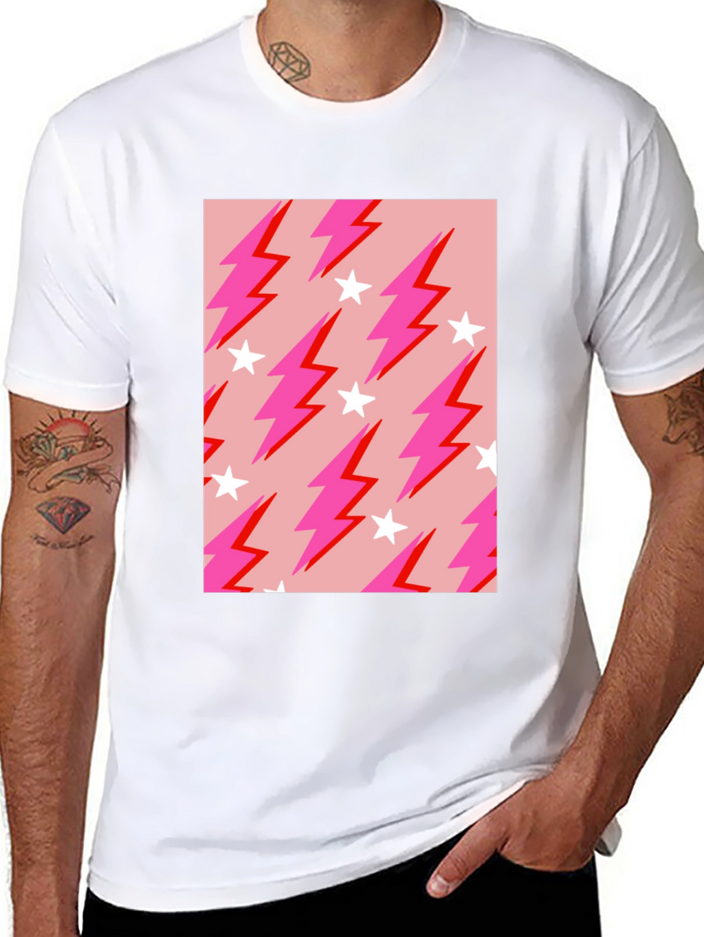 Lightning Bolt Star Graphic Tee - Trendy Casual Style