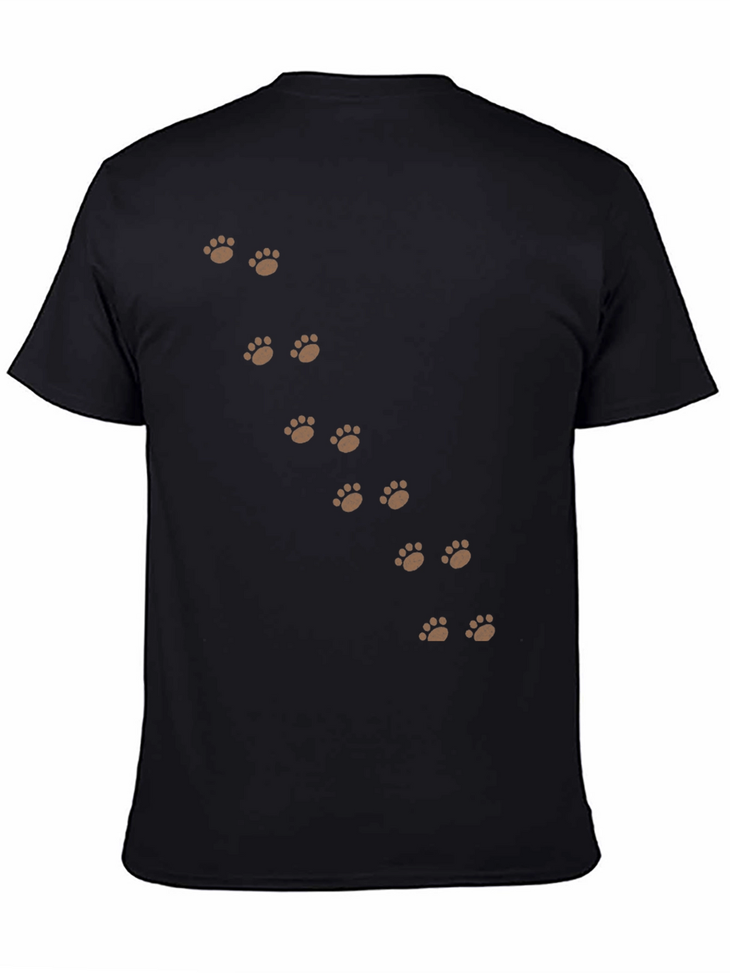 Paw Print T-Shirt - Black Cotton Casual Wear