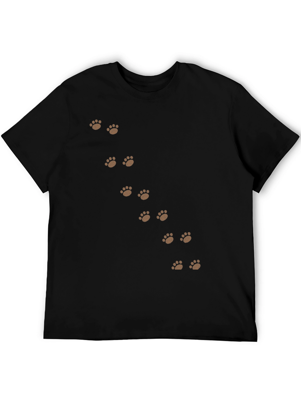 Paw Print T-Shirt - Black Cotton Casual Wear