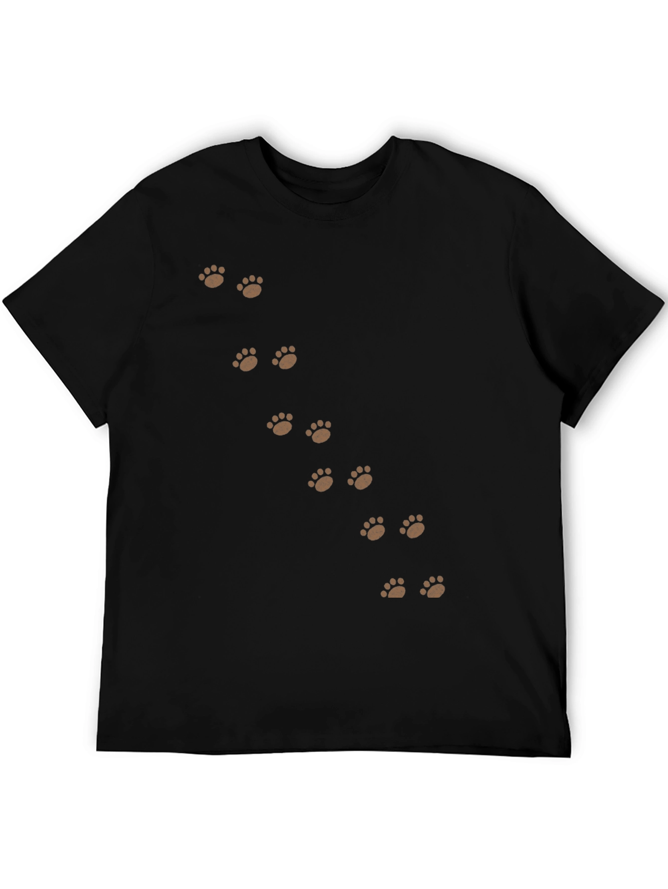 Paw Print T-Shirt - Black Cotton Casual Wear