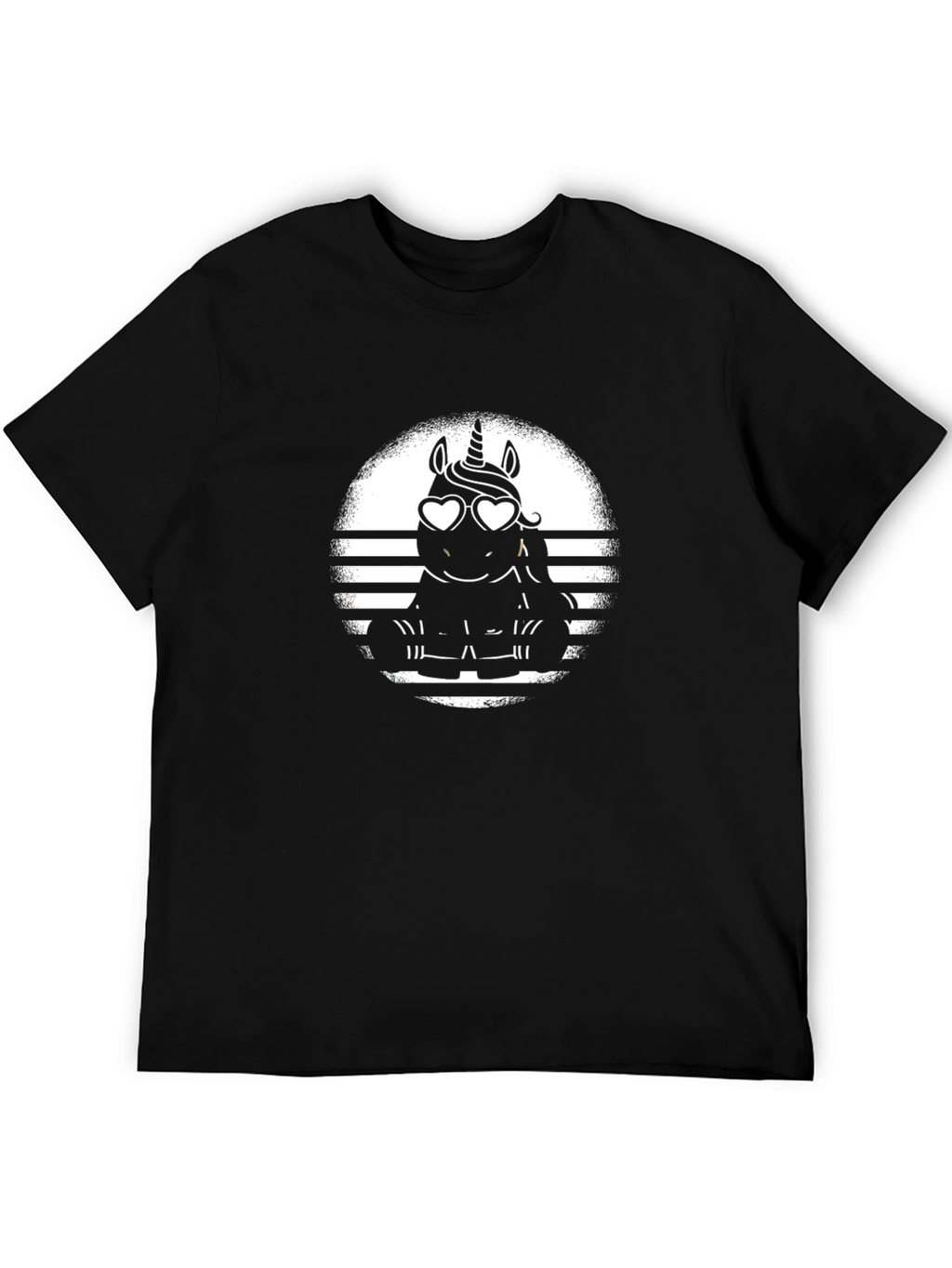 Unicorn Heart Glasses T-Shirt - Black