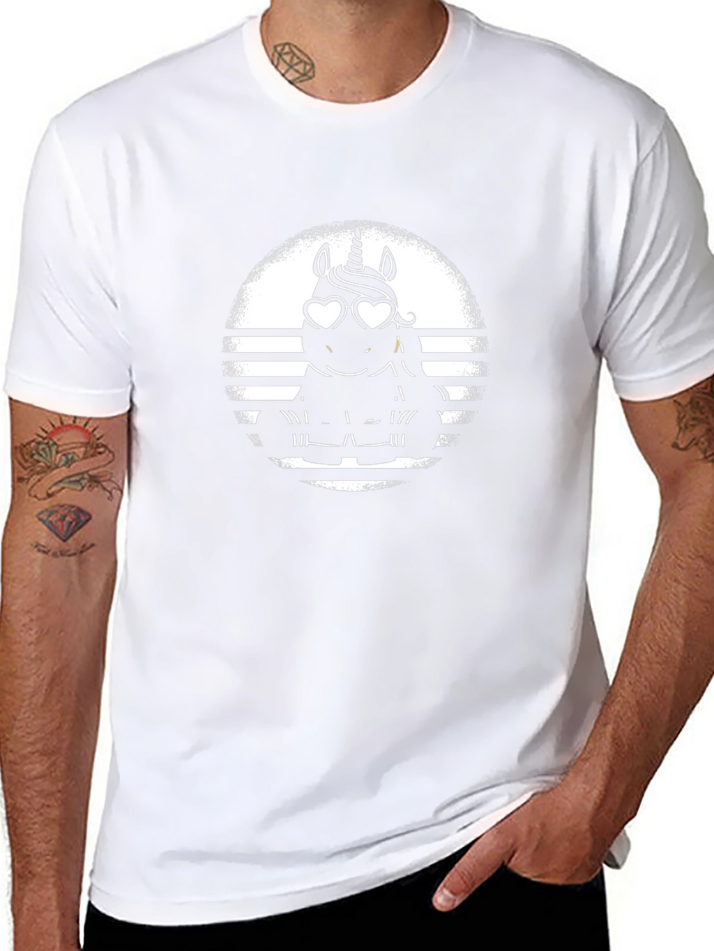 Unicorn Heart Glasses T-Shirt - Black