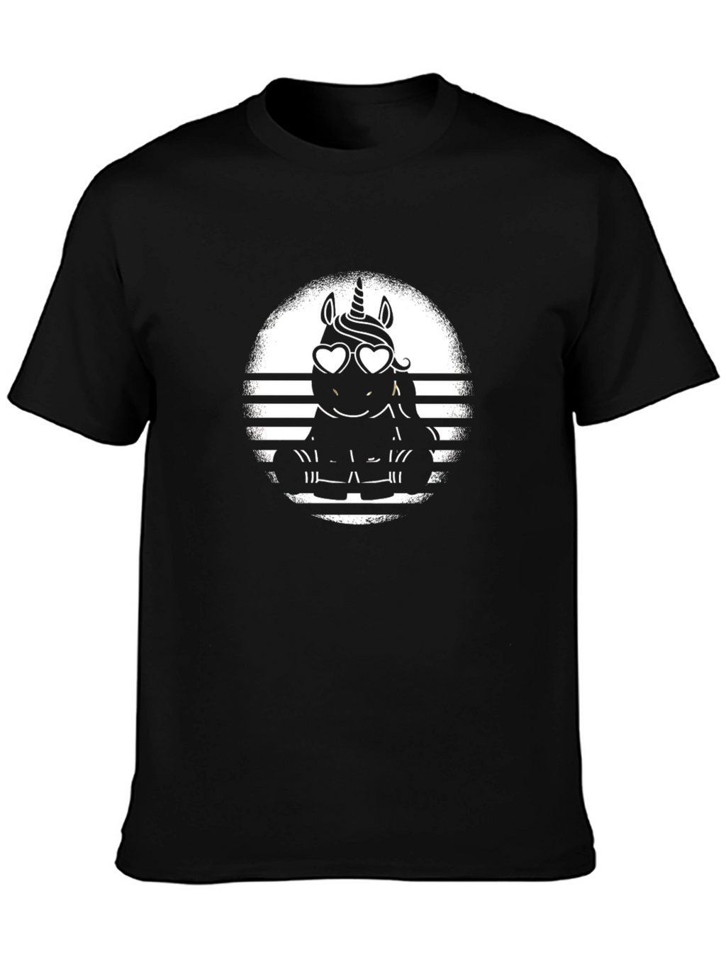 Unicorn Heart Glasses T-Shirt - Black