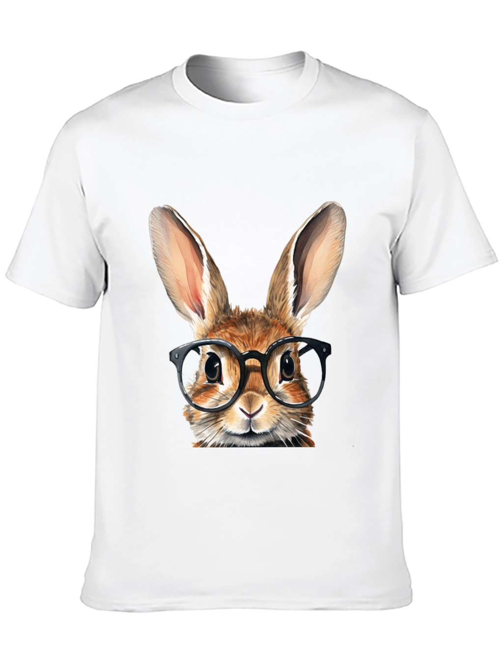 Rabbit with Glasses Graphic Tee - Black