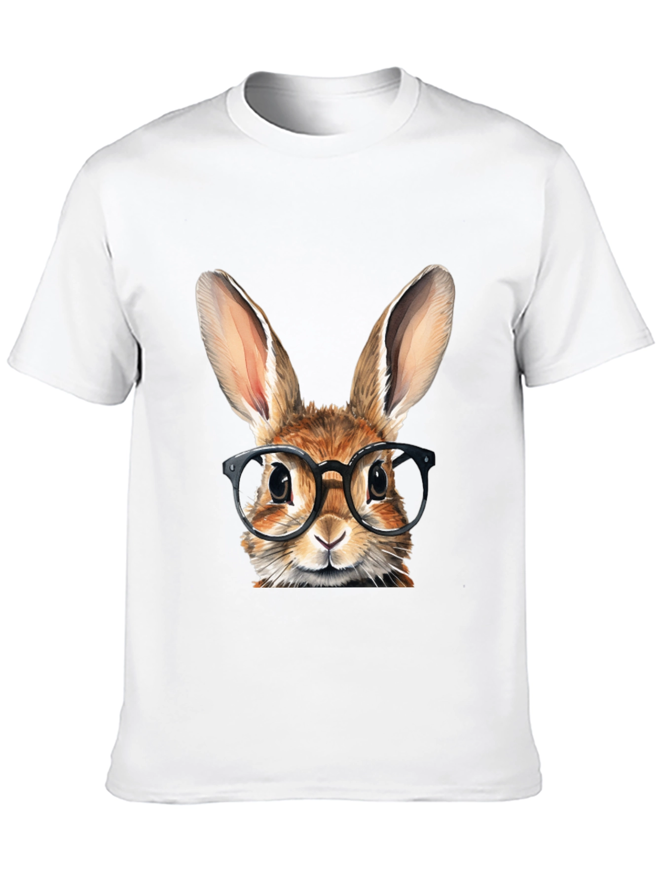 Rabbit with Glasses Graphic Tee - Black