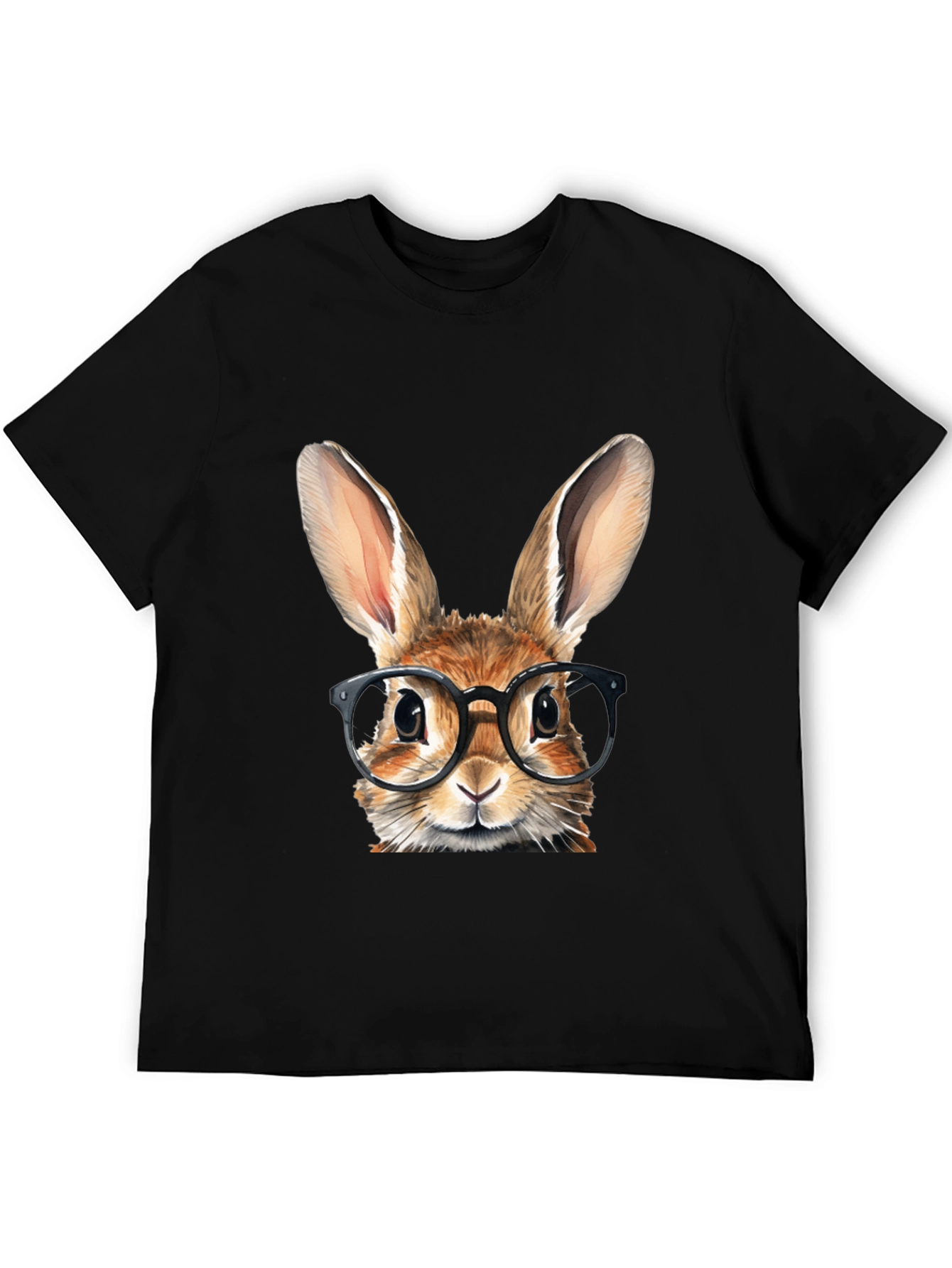 Rabbit with Glasses Graphic Tee - Black