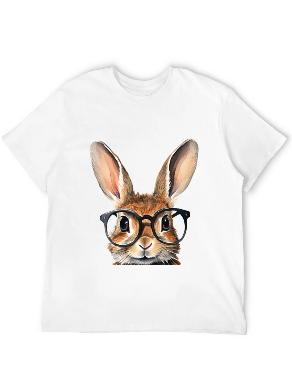 Rabbit with Glasses Graphic Tee - Black