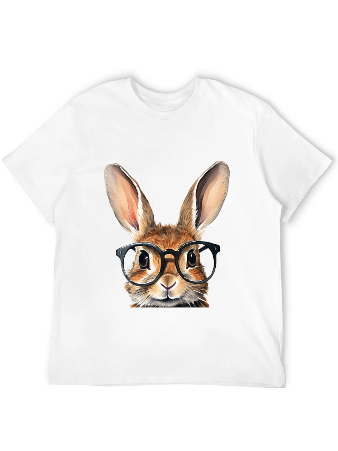 Rabbit with Glasses Graphic Tee - Black