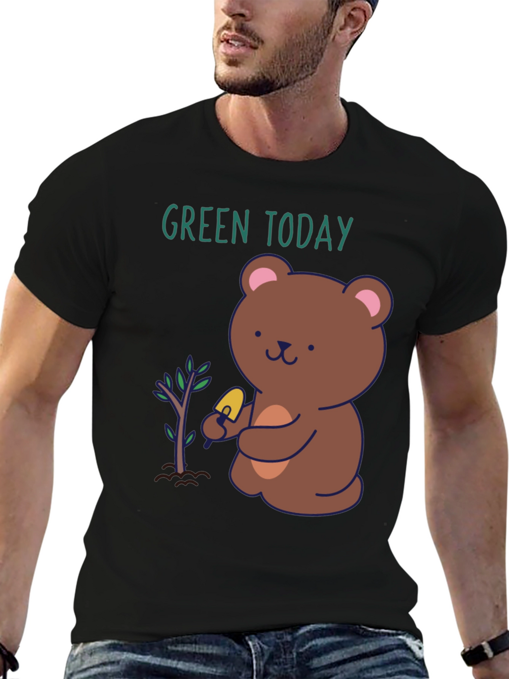 Green Today Bear Planting T-Shirt