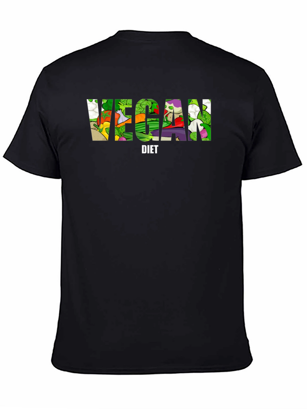 Vegan Diet T-Shirt - Black Cotton Graphic Tee