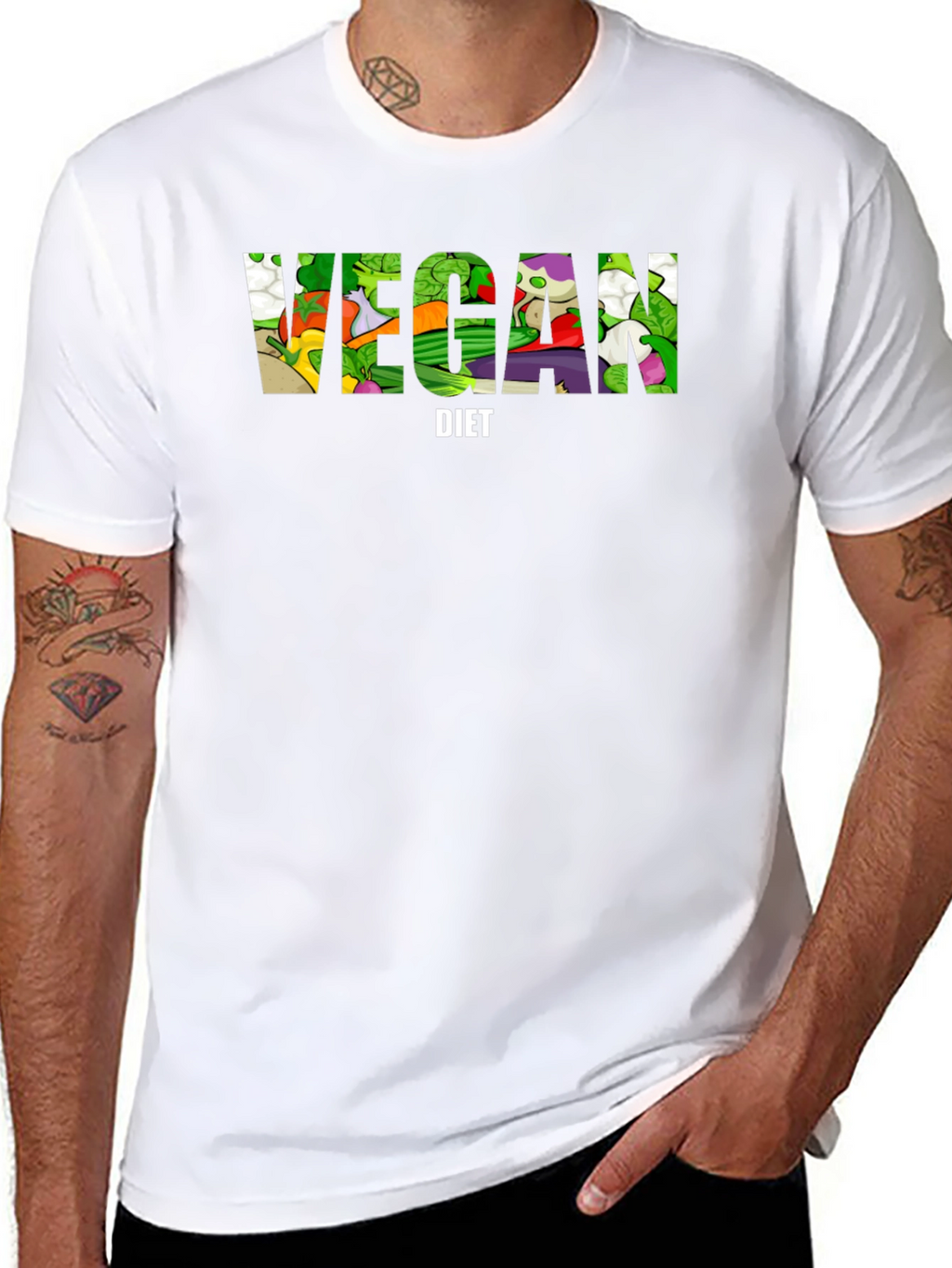 Vegan Diet T-Shirt - Black Cotton Graphic Tee