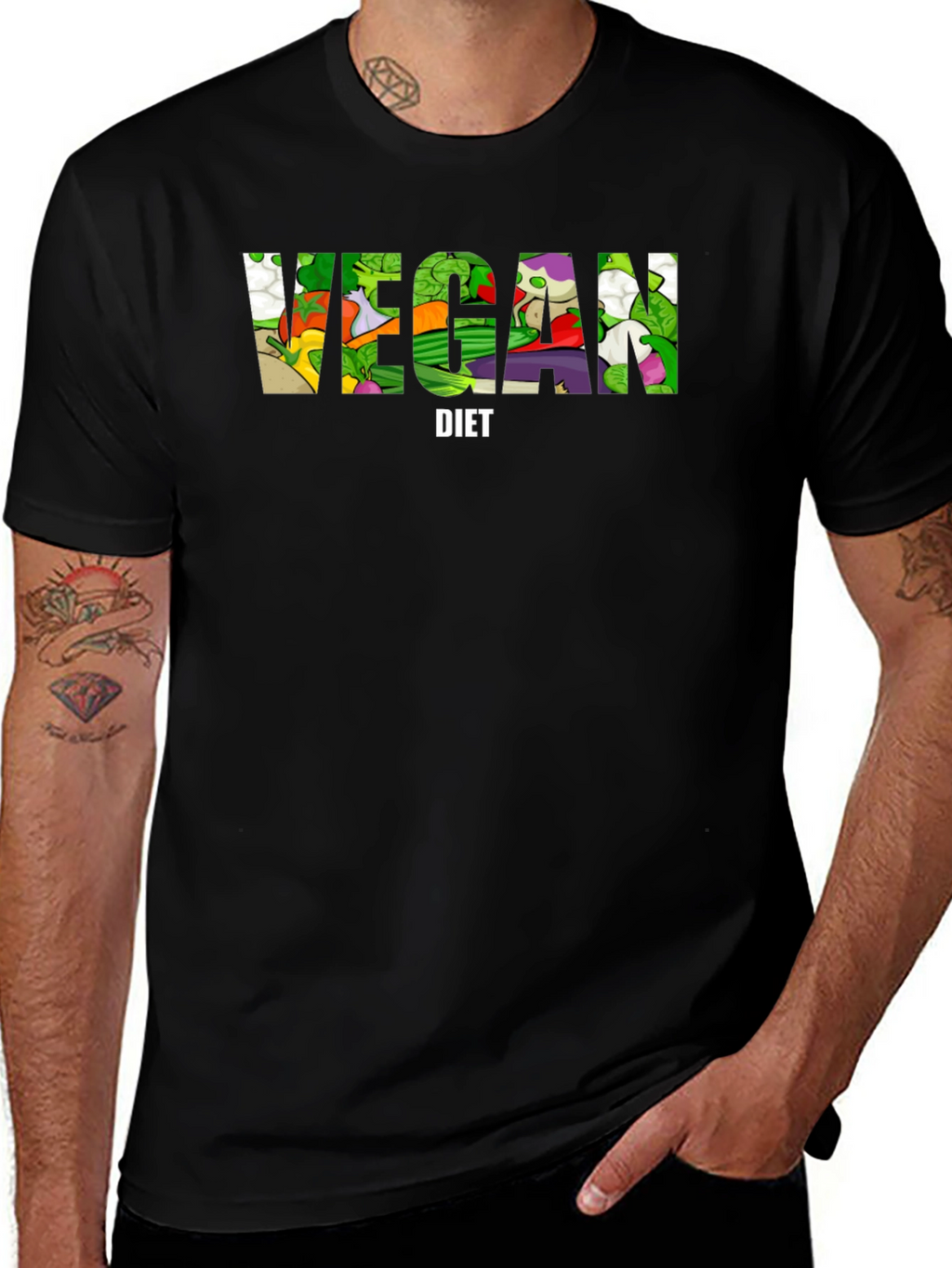 Vegan Diet T-Shirt - Black Cotton Graphic Tee