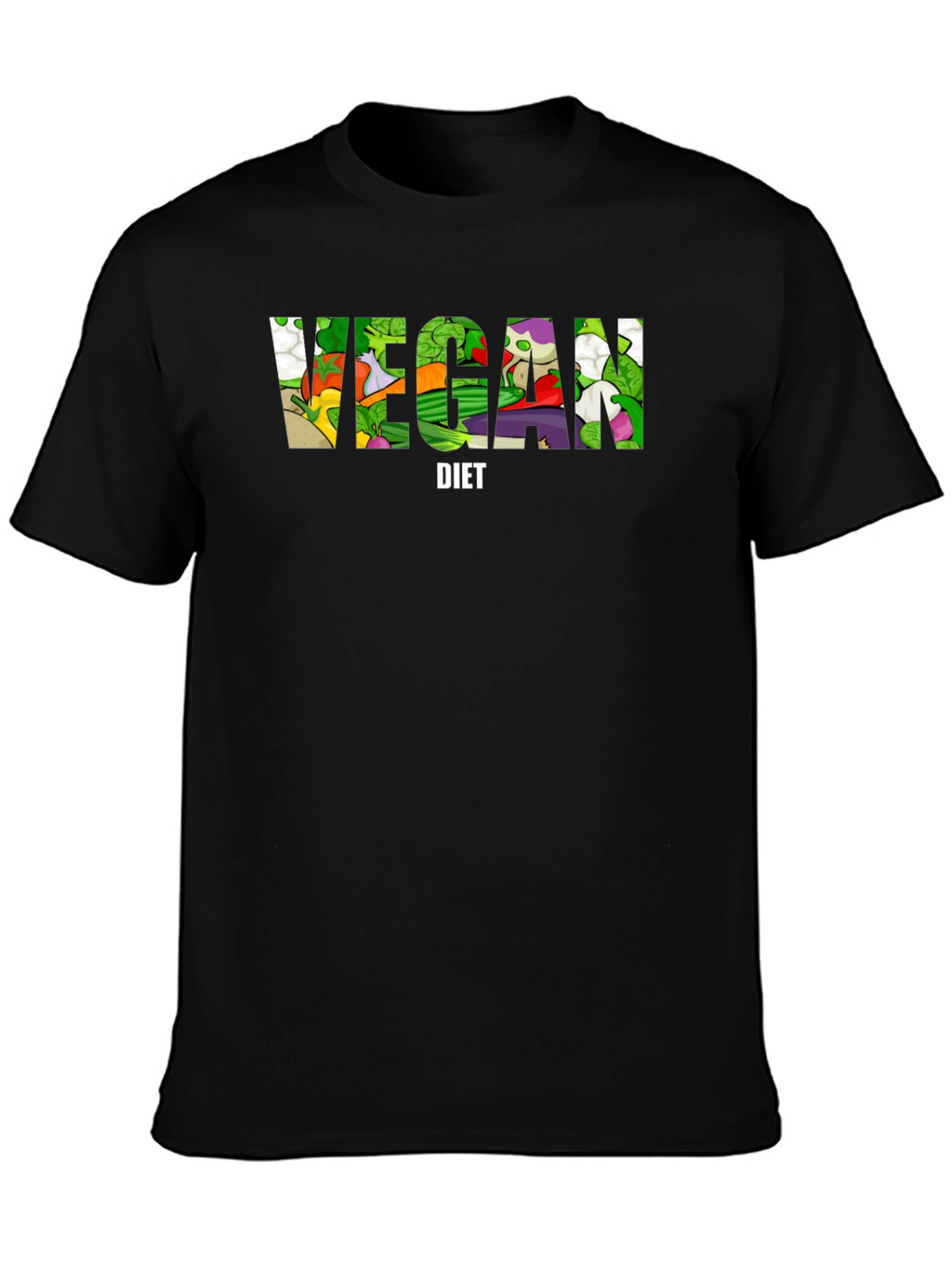 Vegan Diet T-Shirt - Black Cotton Graphic Tee