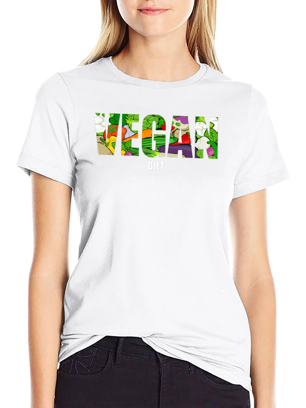 Vegan Diet T-Shirt - Black Cotton Graphic Tee