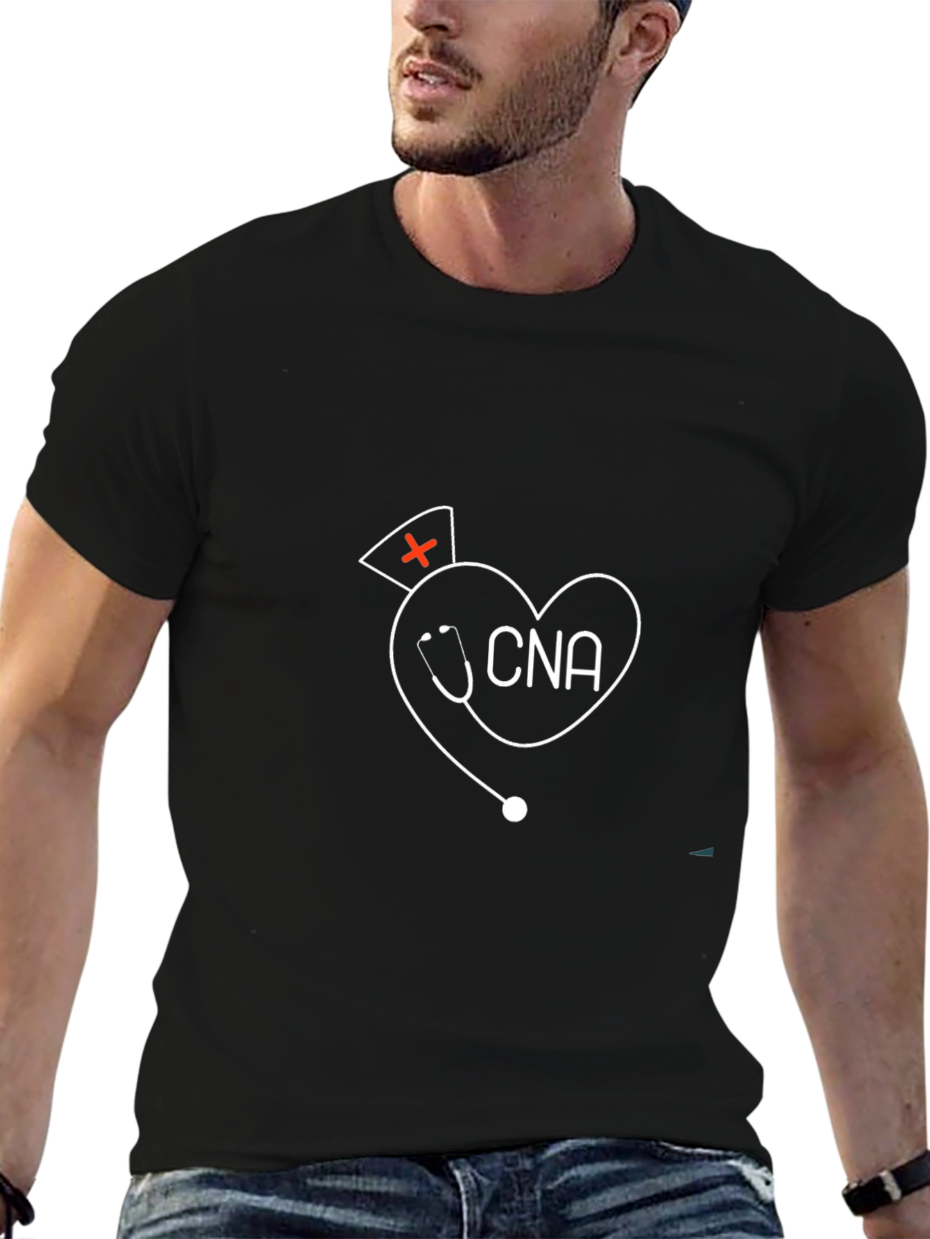 CNA Heart Stethoscope T-Shirt - Certified Nursing Assistant Tee
