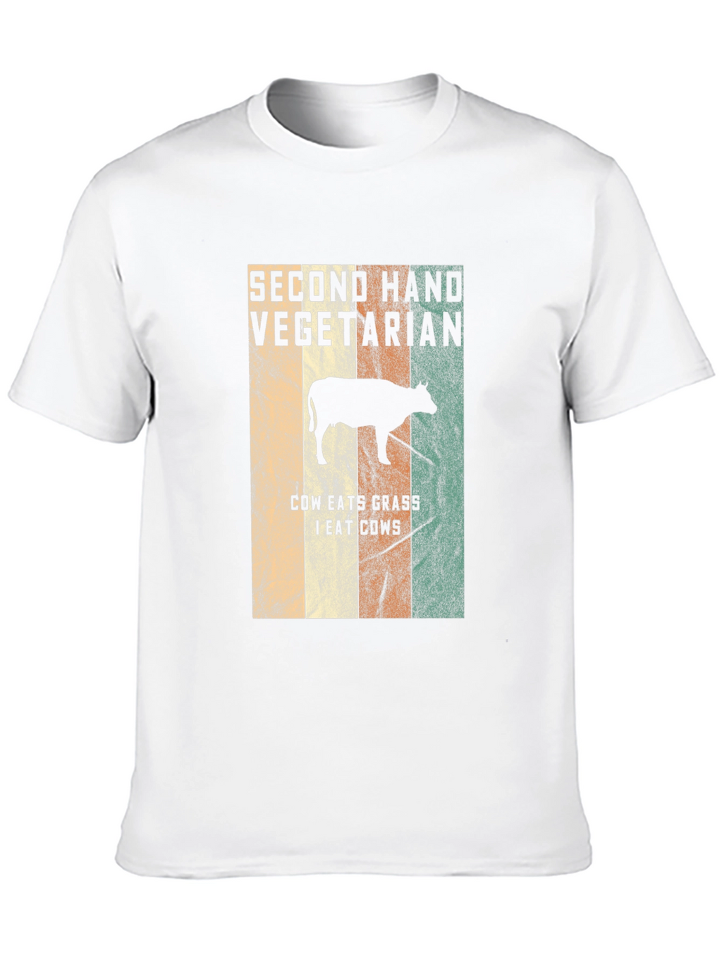 Second Hand Vegetarian T-Shirt Funny Cow Graphic Tee