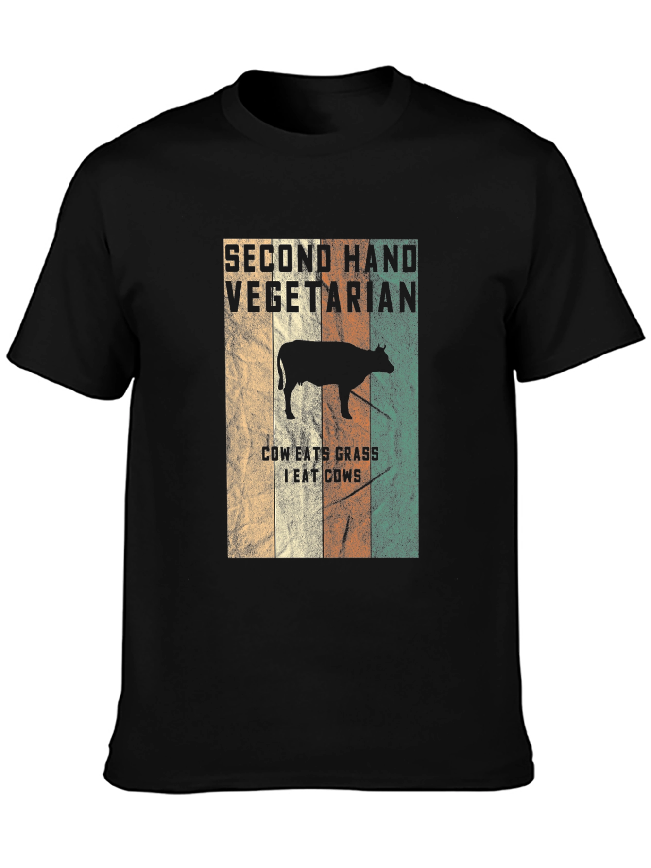 Second Hand Vegetarian T-Shirt Funny Cow Graphic Tee