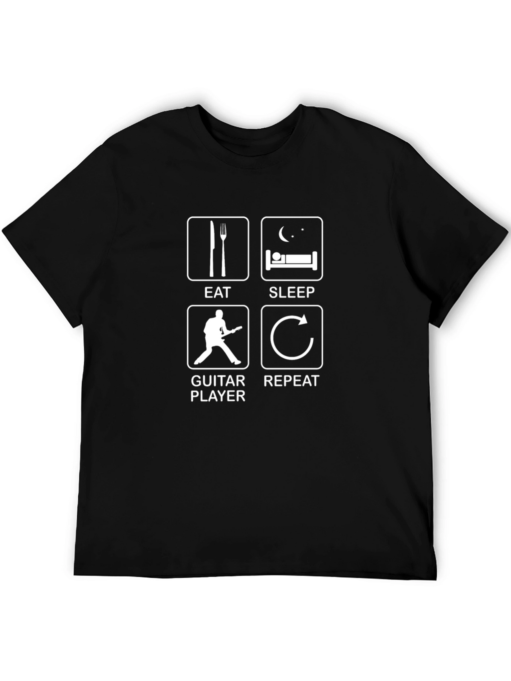 Eat Sleep Guitar Repeat Black Graphic T-Shirt