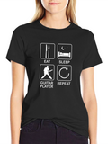 Eat Sleep Guitar Repeat Black Graphic T-Shirt