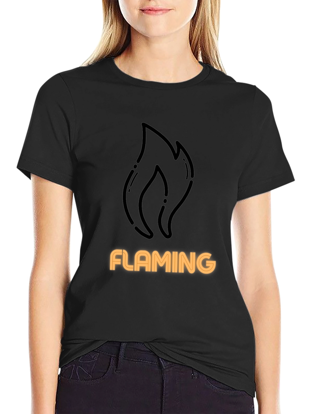 Flaming Graphic Tee - Black Cotton T-Shirt