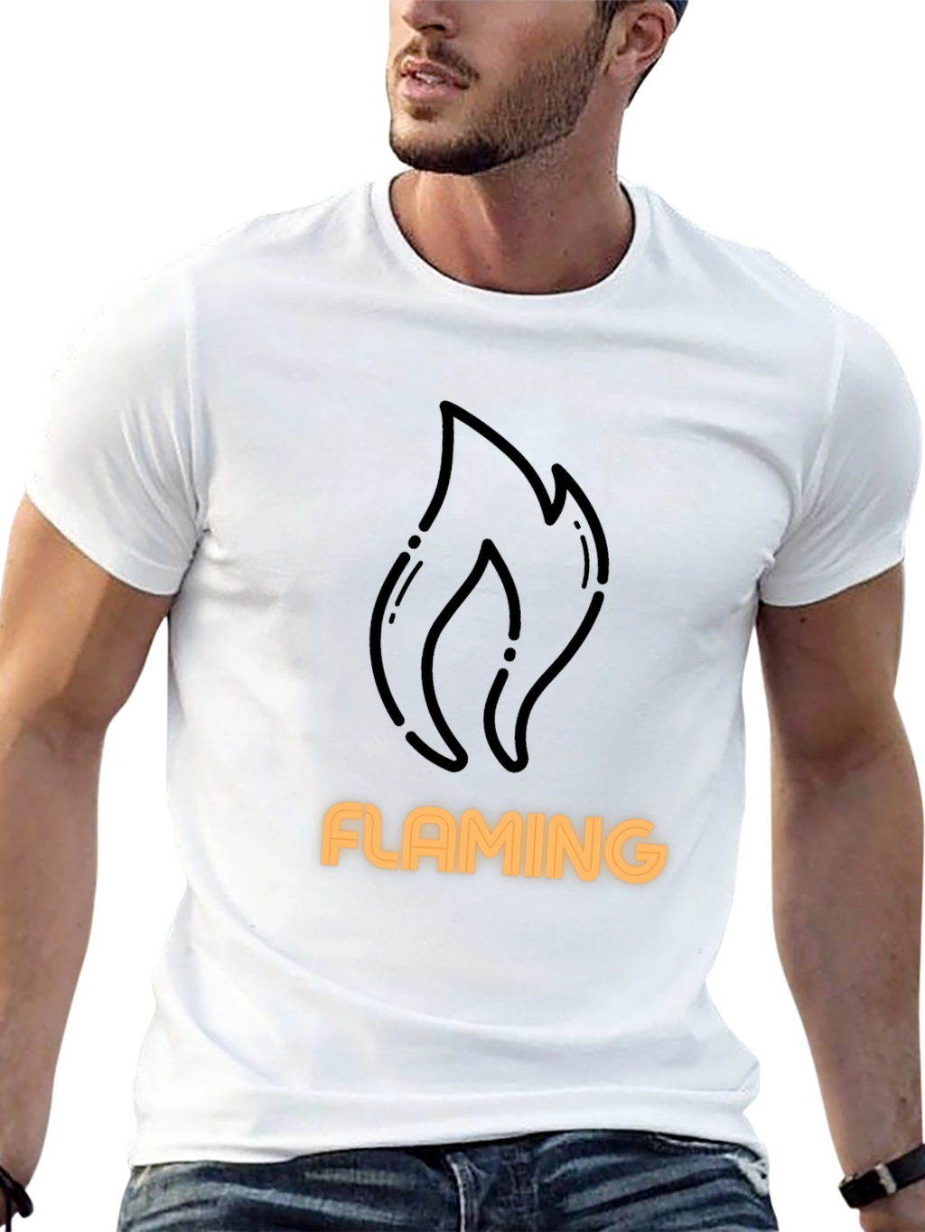 Flaming Graphic Tee - Black Cotton T-Shirt