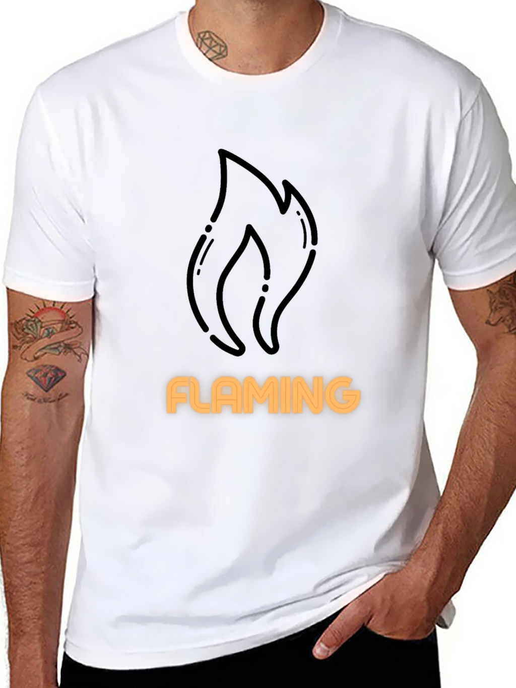 Flaming Graphic Tee - Black Cotton T-Shirt