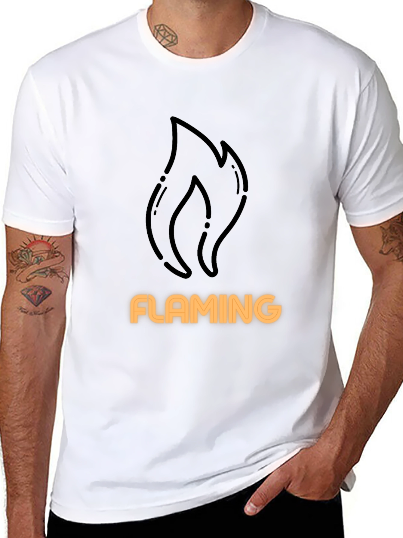 Flaming Graphic Tee - Black Cotton T-Shirt